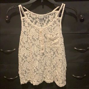 Pinky rose lace tank top